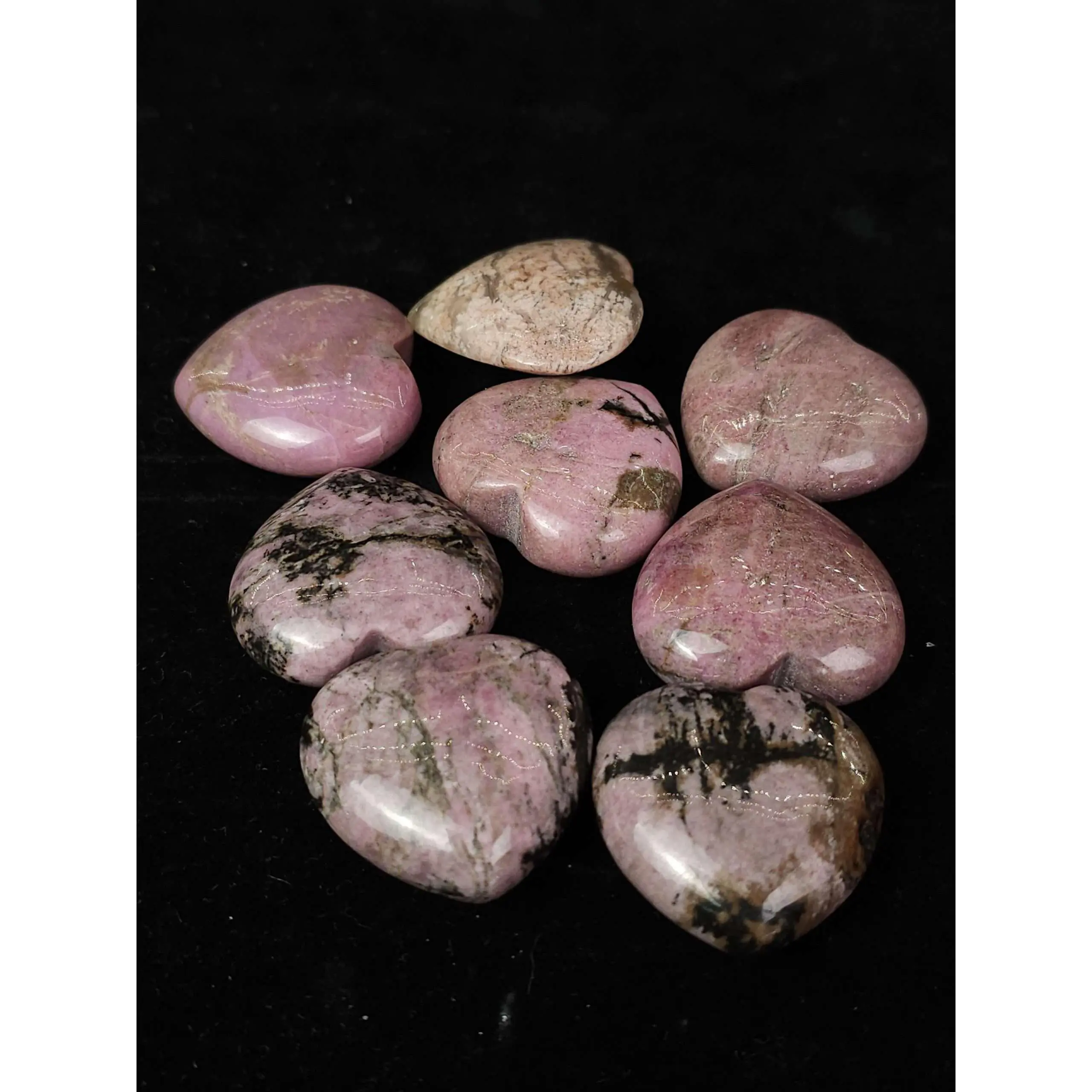 Rhodonite Polished Heart Carving - 3cm