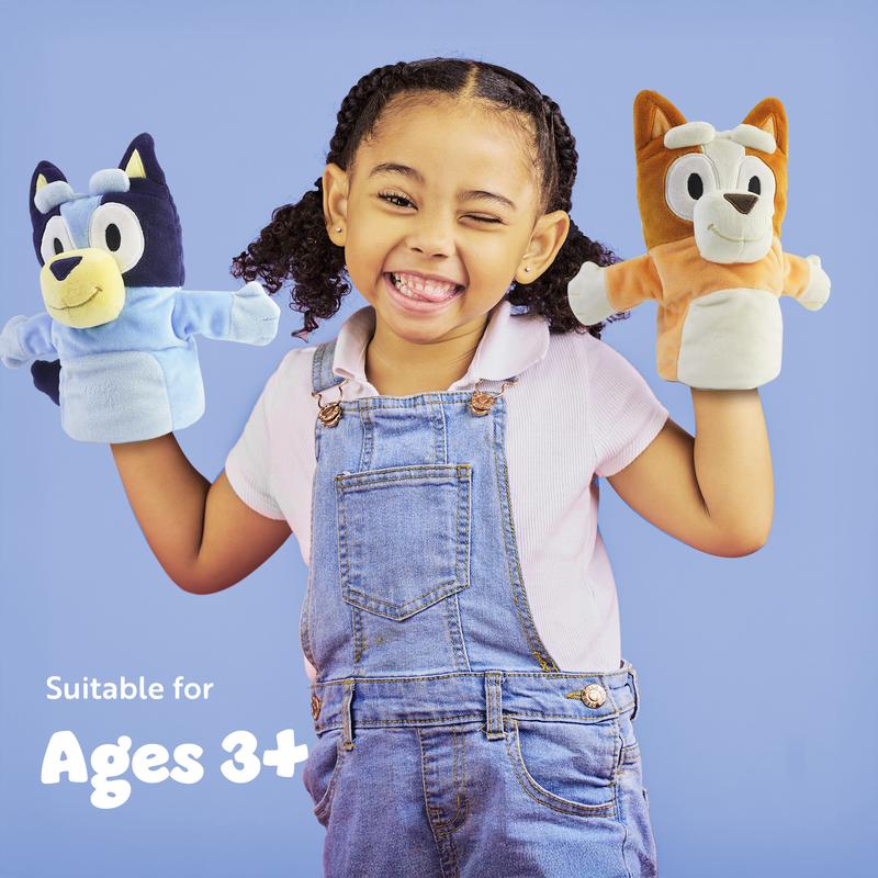 Bluey Wooden Puppet Theater Playset - FSC-Certified Wood, Includes 2 Hand Puppets, Chalk & Curtain, Eco-Friendly Toy for Kids 3+, Compact & Easy to Store, Inspires Imagination & Storytelling 3