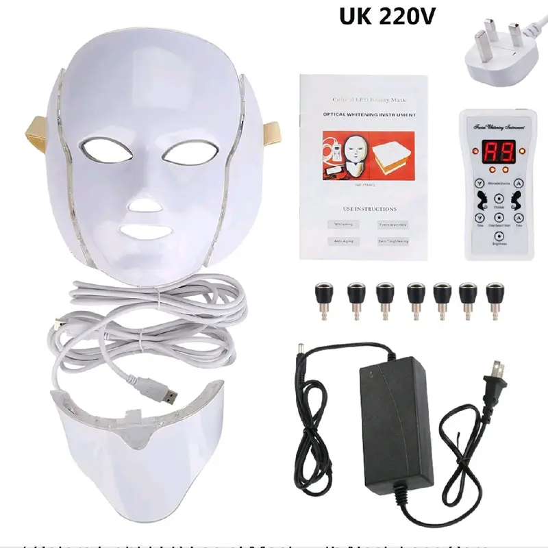 7 Colors Light LED Facial Mask with Neck Face Care Treatment Beauty Anti Acne Therapy Face Whitening Skin Rejuvenation Machine - Comfort tools clipper 5