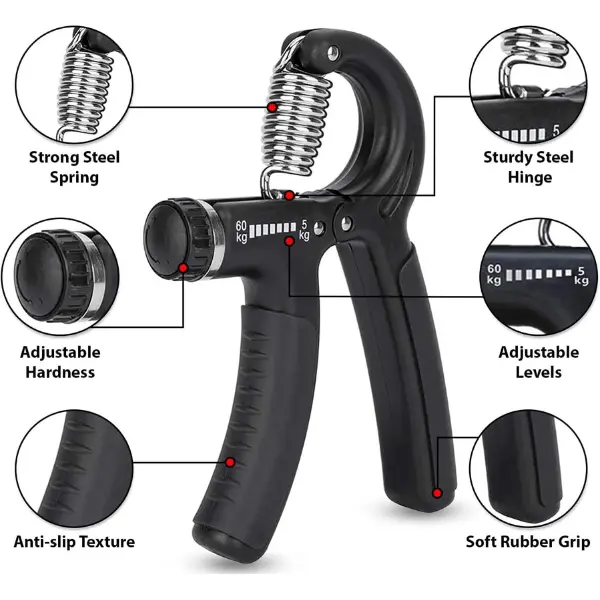 Adjustable Forearm Strengthener with Stainless Steel Spring - Gripper 5-60 kg Grip Exerciser for Strong Wrists, Fingers, Forearm, Hands 3