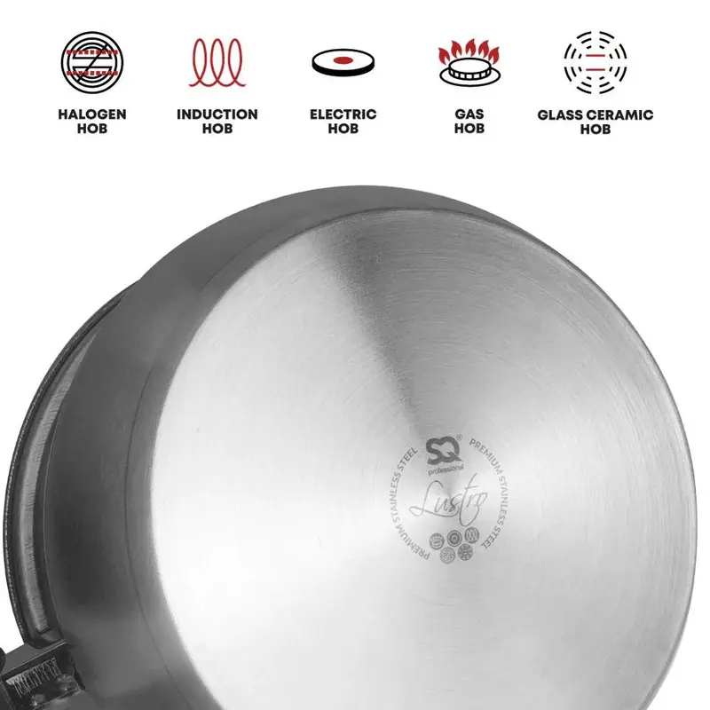 Lustro 3-Piece Stainless Steel Cookware Saucepan Set - Black Handles - 16 / 18 / 20cm 4