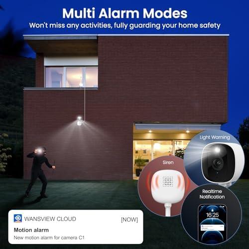 Product Introduction of Laven & Ivory Outdoor Security Camera - 2K CCTV Camera Systems IP65 Waterproof, Home/House WiFi Indoor Camera for Pet Dog Baby, Human Detection, 24/7 Storage Colour Night Vision Smart Siren Work with Alexa C1 10