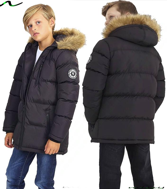 NEW BOYS COATS KIDS BACK TO SCHOOL FUR HOODED PARKA JACKET WINTER WARM COAT SIZE 0
