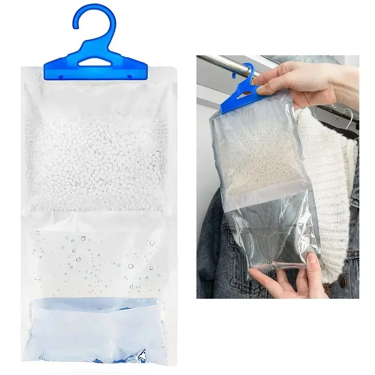 6 Pack Hanging Wardrobe Dehumidifier Bag  Remove Damp Mold Mildew Improves Air Quality Hangable