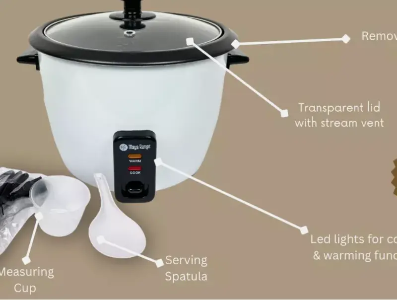 Electric Rice Cooker - Non-Stick Removable Bowl, Keep Warm Function 1.0L 3