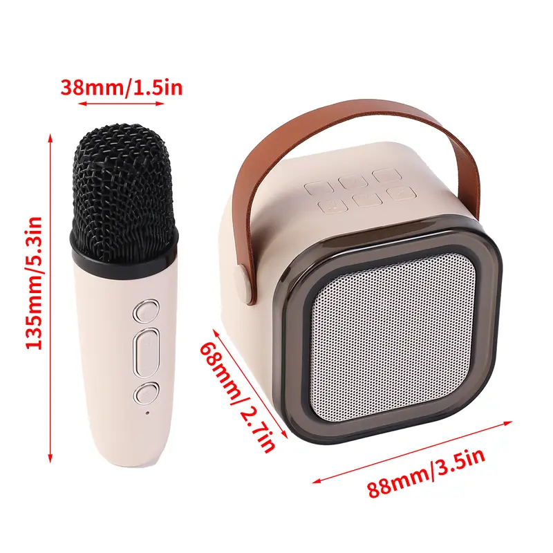 Mini Bluetooth Karaoke Machine with 2 Wireless Microphones and RGB Colorful Light, USB Rechargeable Stereo Sound KTV Karaoke Speaker Sound System Audio for Kids Adults Gifts, Birthday Present, Children's Day Gift For Girls Boys 1