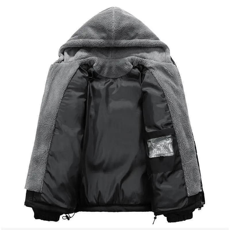 8XL Puffer Jacket Mens Thick Warm Plus Size Winter Jacket Men Cotton Fleece Padded Hooded Parkas Fake Two Piece Coats Outwear 3