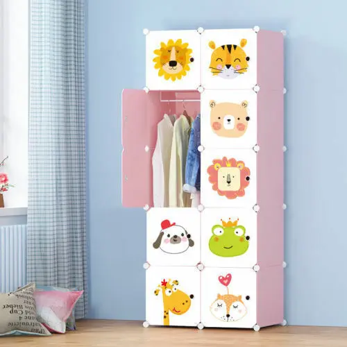DIY 10 Cube Closet Wardrobe Modular Storage Organizer Clothes Kids Furniture Storage Cartoon