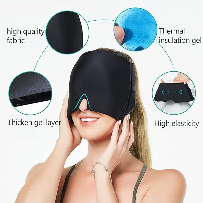 Migraine Relief Cap, Reusable Cold Hot Therapy Migraine and Headache Relief Cap, Single-Sided Gel Ice Hot Head Wrap for Chronic Migraine, Tension Headache, Sinus Stress, Puffy Eyes Pack White 4