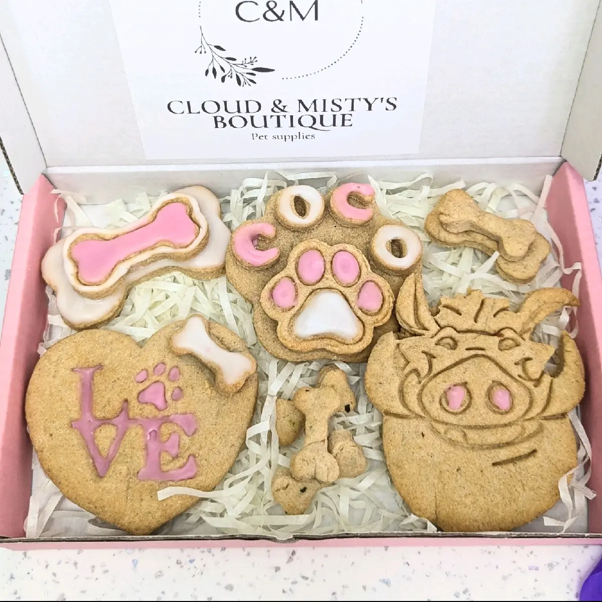 Personalized Dog Birthday Treat Box in Any Color Choice - Tasty Dog Biscuits Gift Ideas