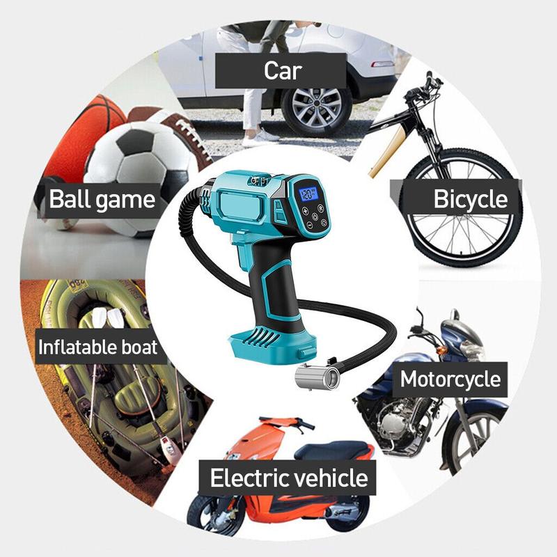 Product Introduction of 1pc Makita Cordless Air Pump for Car Tires, 18V 160PSI with 3m Power Cord & 4 Accessories, Multi-Function Wireless Electric Tire Inflator with LED Light, PVC Material 5