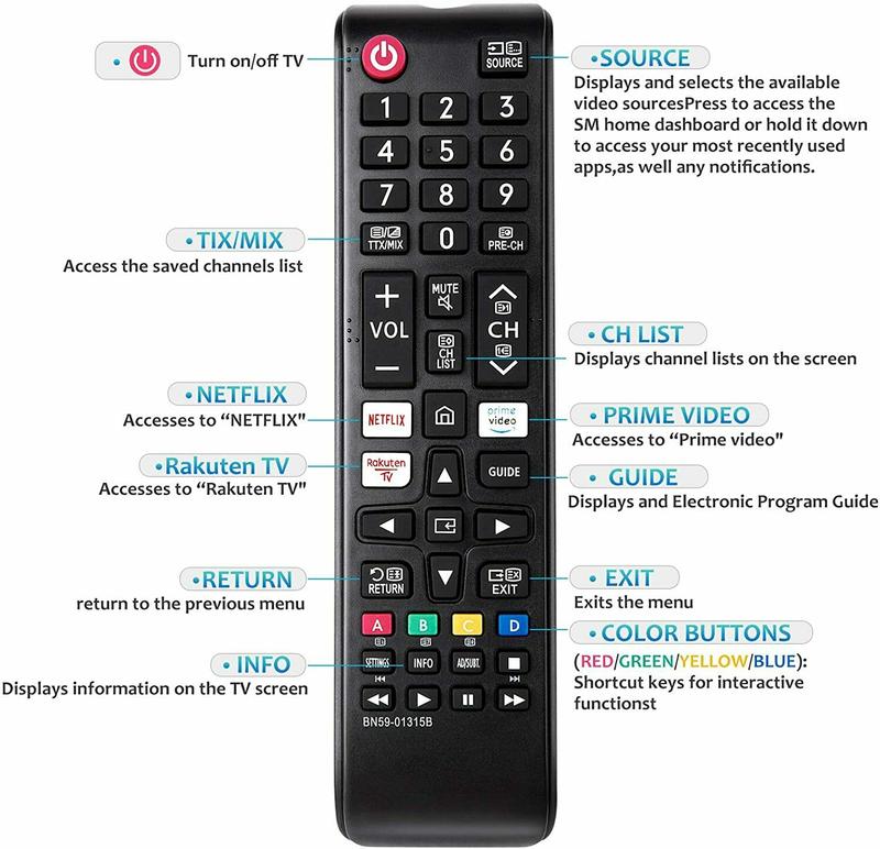 REPLACEMENT REMOTE CONTROL BN59-01315B SAMSUNG ULTRA HDR HD UHD 4K SMART TV QLED 4