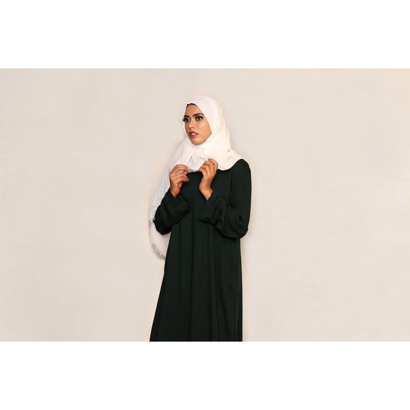 Linen Basic Abaya - Green 2