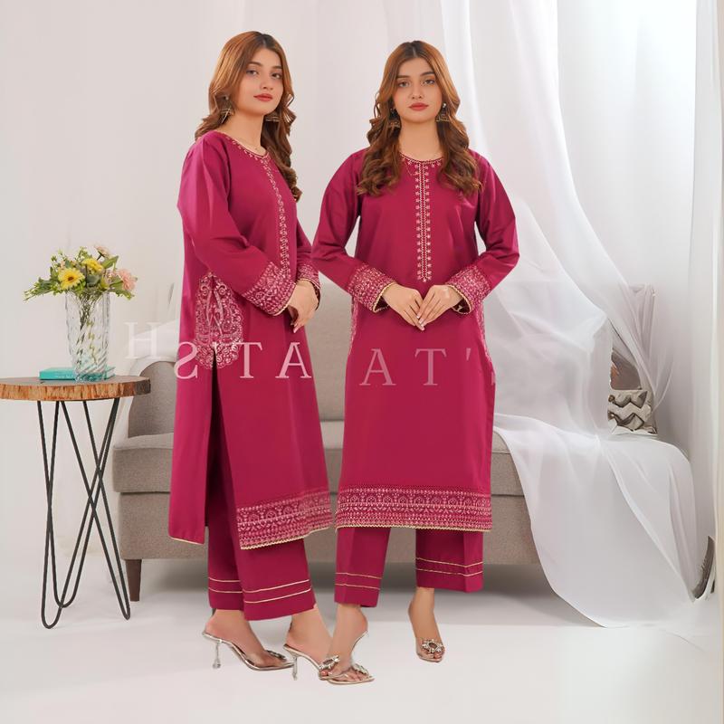 2 Pc Embroidered Khaddar Co-Ord Set  | Ready to wear| Hayats 0