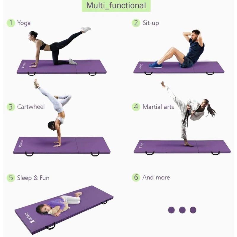 Folding Gymnastics Exercise Mat with Carry Strap - 5cm Thick Foam PU Leather Non-Slip Home Gym Yoga Mat 4