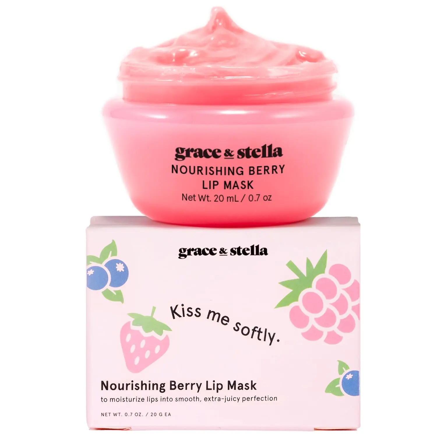 grace & stella award-winning nourishing berry lip mask hydrating lip balm for very dry lips moisture repair