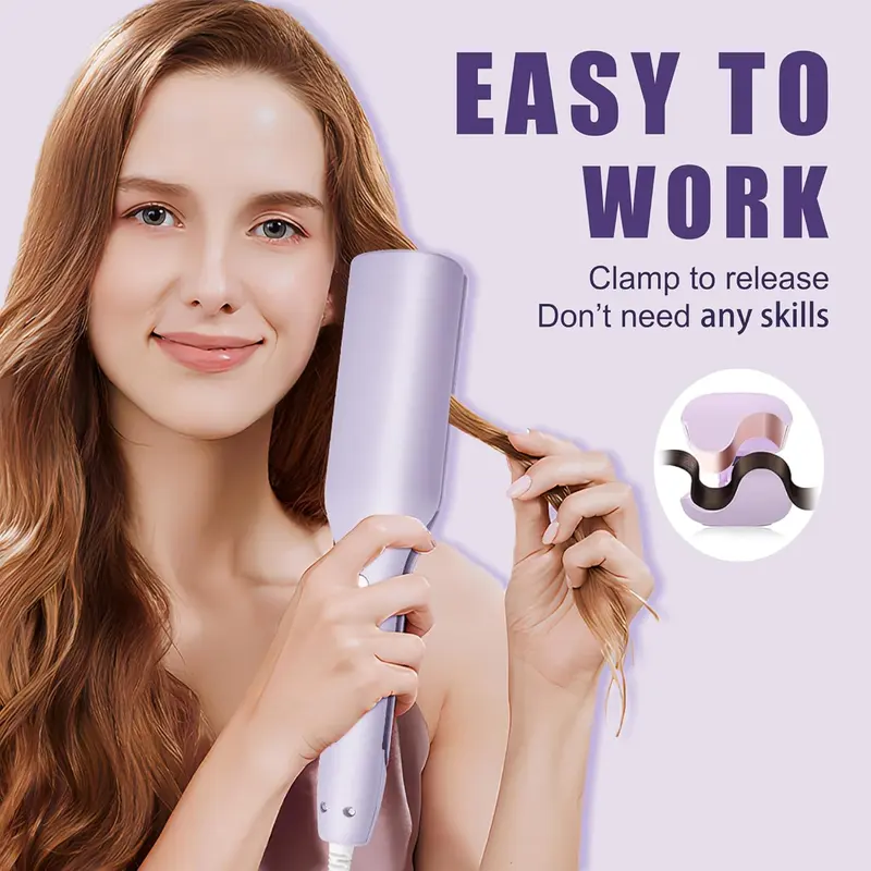 【2025NEW】32mm French Wave Curling Iron, Egg-Roll Hairstyle Water Ripple V-Shaped, 4 Gears Temperature Fast Heating Ceramic Barrel, 32mm Mermaid Wave Wand for Long or Short Hair, Easter 1