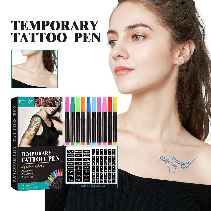 Temporary Tattoo Pen Set Face, Arm, Body Multi Color Painting DIY Makeup Graffiti Decoration Tattoo Pen For Cosplay,Party,Celebration , Safe for Skin 2