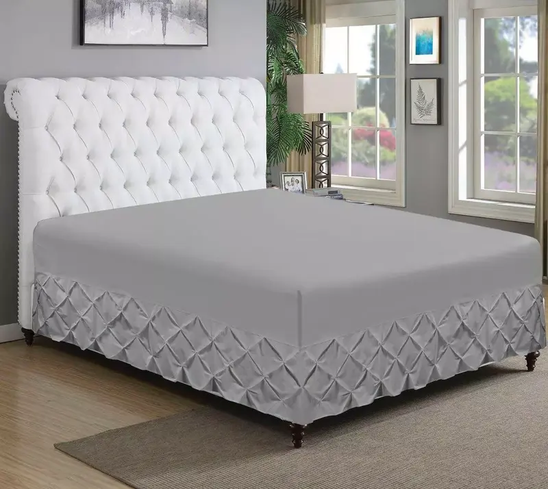 Pin Tuck Extra Deep Fitted Valance Bed Sheet 100% Egyptian Cotton Single Double King Bed Size 8