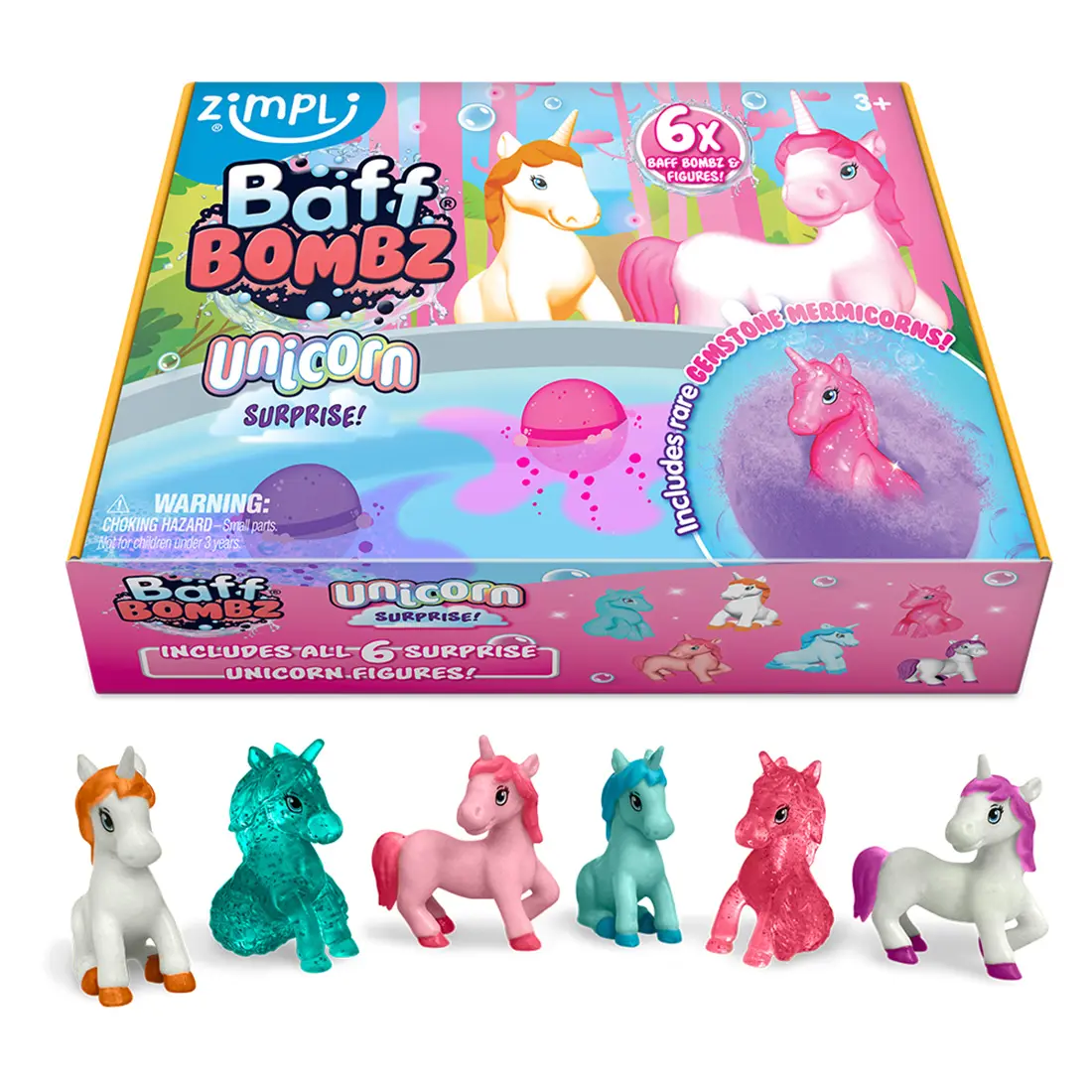 Zimpli Unicorn Figure Baff Bombz 6 pack