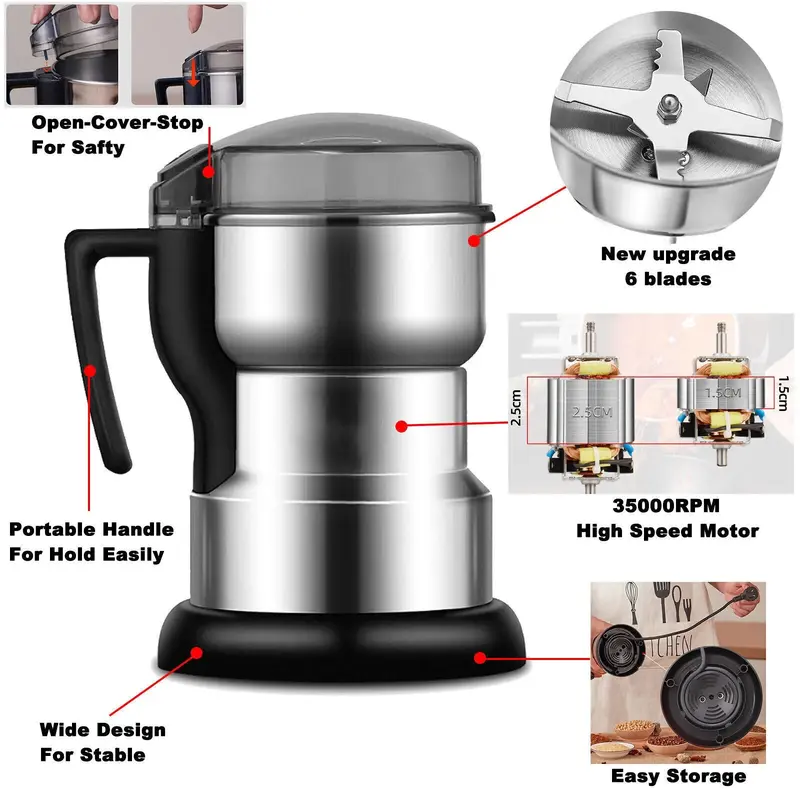 400W Electric Coffee Grinder Grinding Milling Nut Bean Spice Matte Blade Blender 1