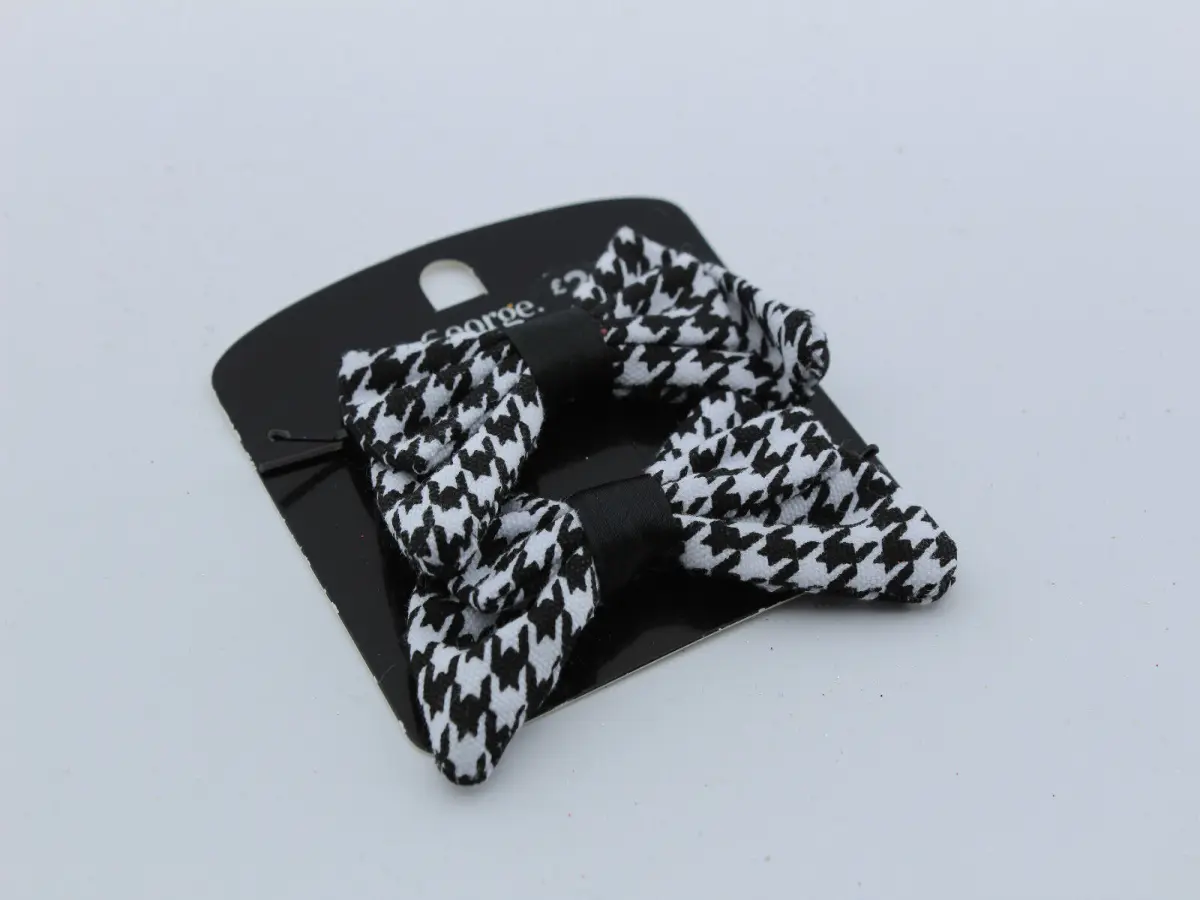 Hair Grip with Black & White Checked Bow George Asda ( 2 per pack)