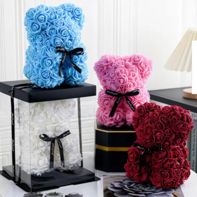 Bear Design Artificial Rose Bear Bouquet, Lifelike Artificial Mawar Flower, Romantic Gift for Anniversary, Rose Bear with Flowers, Valentine's Day, Wedding Party Decoration, Best For My Room