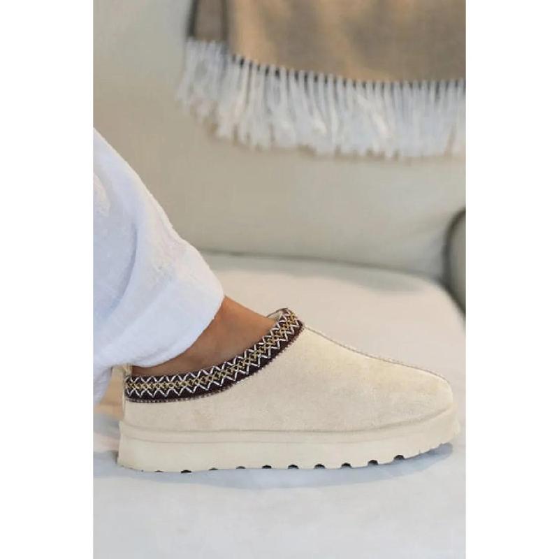 Faux Suede Embroidered Cozy Slippers Walking Shoes Footwear 4