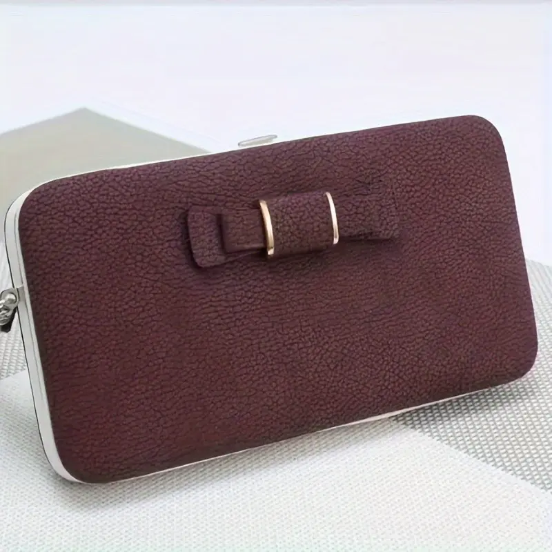 Chic Pink & White Women's Wallet with Bow Detail - Large Capacity Synthetic Leather Clutch with Zipper 2