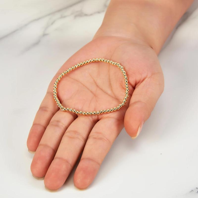 2025 New Gold Plated Beaded Stretch Bracelet 3
