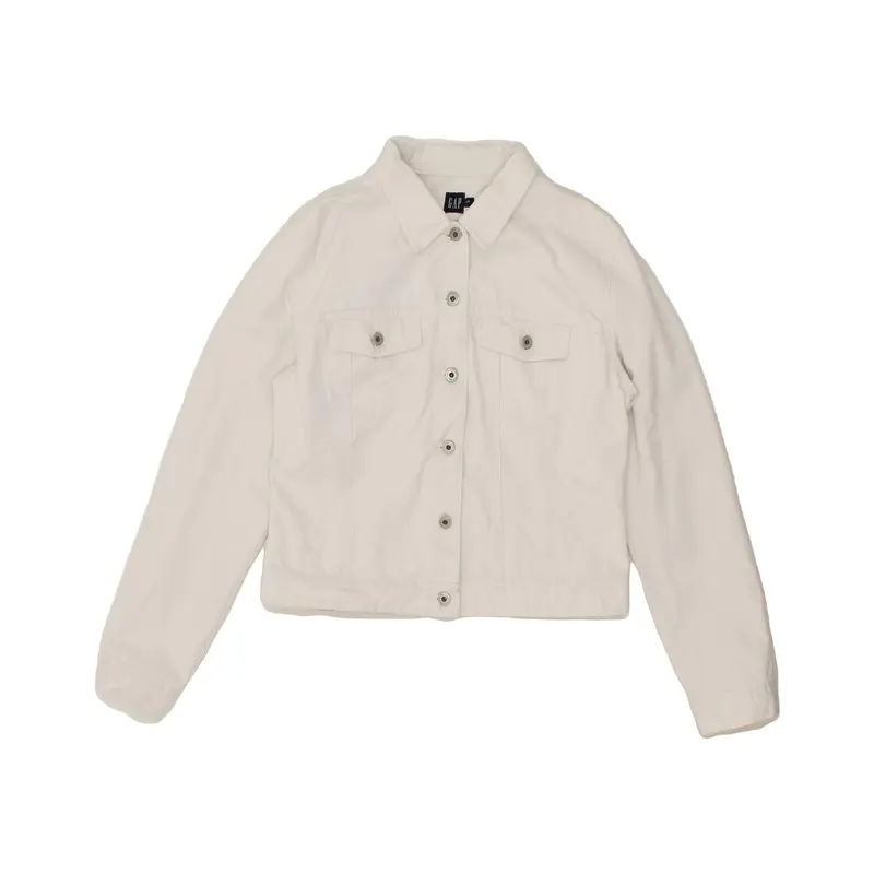 Pre-Owned Vintage GAP Womens Crop Denim Jacket UK 16 Large White Cotton 1