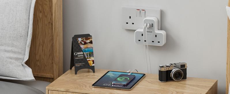Product Introduction of Plug Adapter with 3 USB Plug, TESSAN Double Plug Adaptor Extension Plug, 2 Way Multi Plug Extension with USB Charger Plug, Slim Multiple Plug Socket UK for Kitchen, Office, School Supplies 5