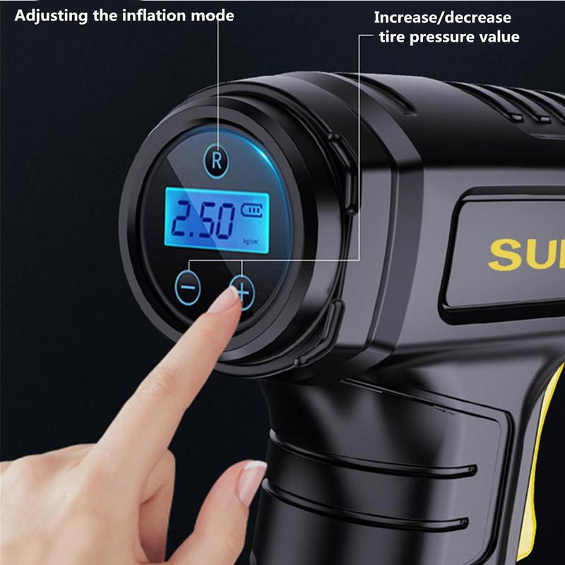 Product Introduction of 150 Psi Tire Inflator Pump With Emergency Led Light,Portableair Compressor Tire Pressure Inflator, Emergency Car Pressure Pump With Pressure Gauge,Wireless Inflator Compressor 4