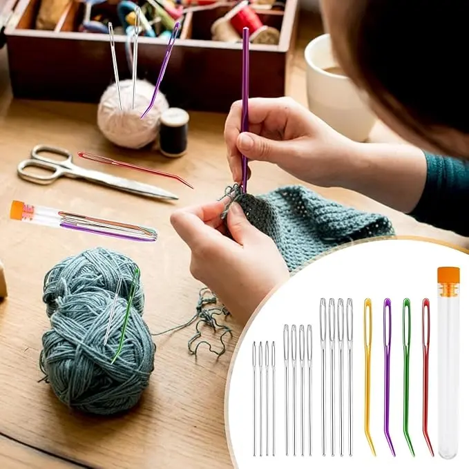 16 Pcs Large Eye Blunt Needles, Darning Needles for Wool, Crochet Needles, Tapestry Needle Yarn Needle, Wool Needles for Sewing Up Knitting for Crochet DIY Crafts 5