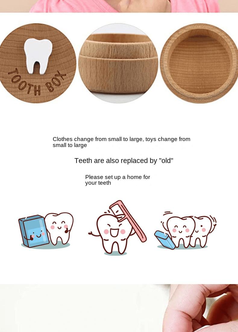 Product Introduction of 1PC Modern Minimalist Baby Teeth Box For Boys And Girls, Children's Teeth Collection Commemorative Box, Fetal Hair And Umbilical Cord Preservation Wooden Box Baby Shower Family Decorations Gifts 6
