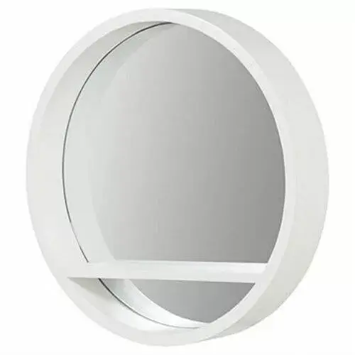 Round Wall Mirror Shelf White Porthole Bathroom Decor Home Hanging Bedroom Mount 1