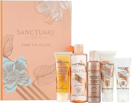 Sanctuary Spa Time to Glow Skincare Gift Set, With Face Mask, Body and Face Set, Vegan Beauty Gift, Gift For Women, Gift For Her, Womens Gift Sets Body Care Daily