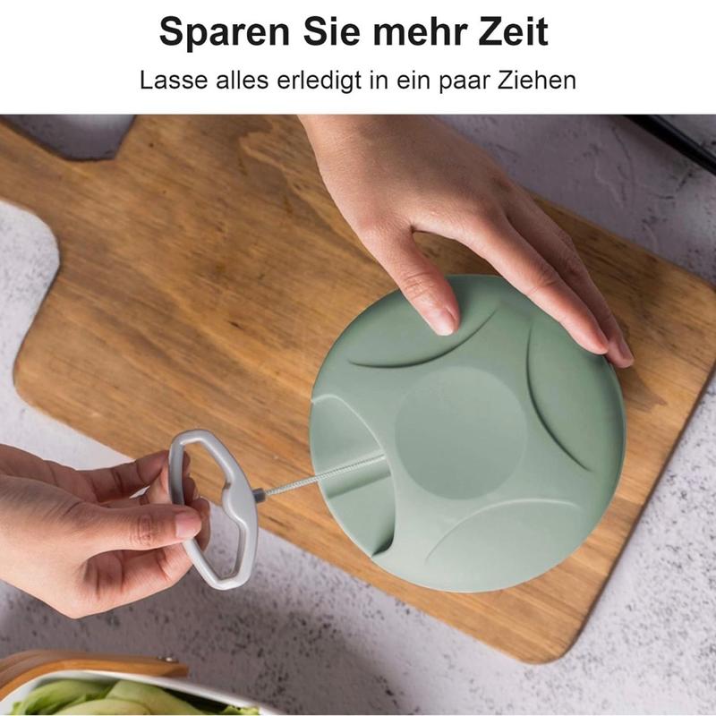 Hand Chopper Manual Food Processor, Pull String to Slice Vegetables,Onions, Tomato, Meat in Seconds, 1