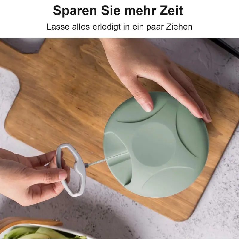Hand Chopper Manual Food Processor, Pull String to Slice Vegetables,Onions, Tomato, Meat in Seconds, 1
