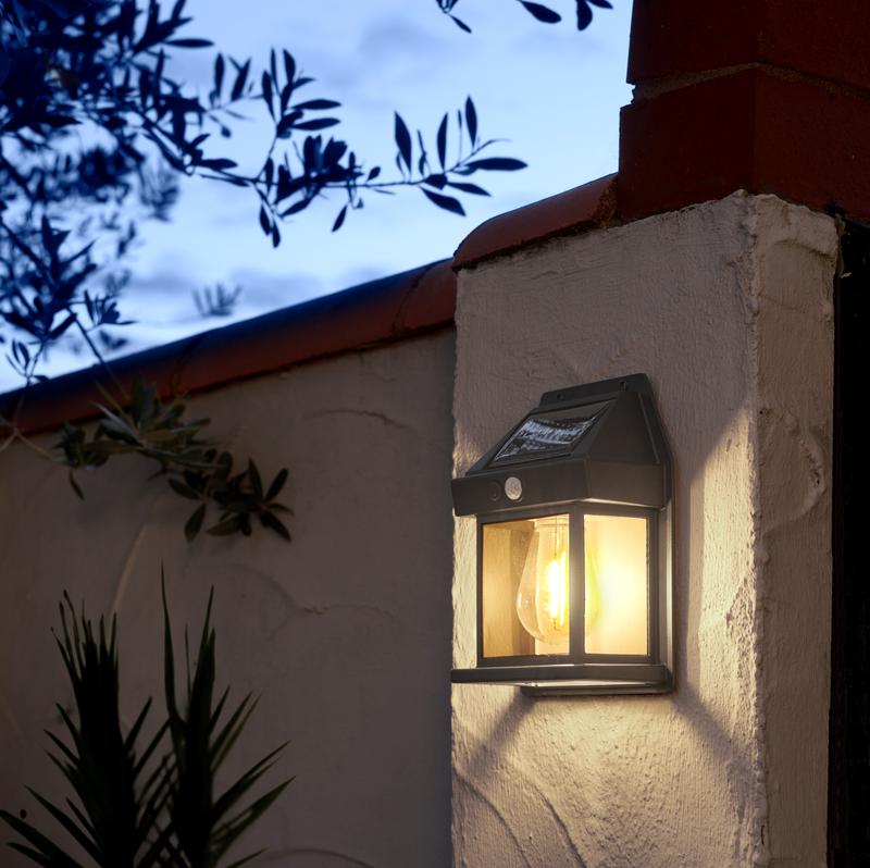 Solar Powered Filament PIR Security Light, IP44 Weatherproof Wall Sconce for Garden, Porch, 3 Lighting Modes Pathway, 3m Detection Distance, 3000K Warm White garden solar fence lights motionsensor lights 2
