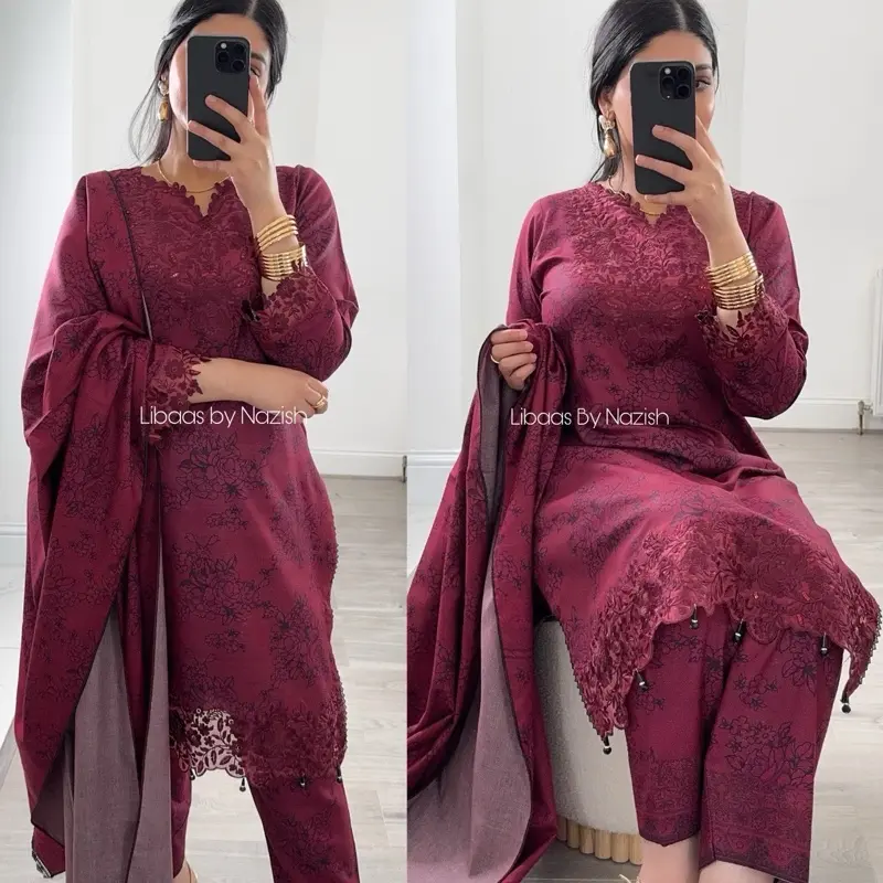LBN- Anam Digital Floral Printed Dhanak Elegant 3 piece salwar kameez Womenswear