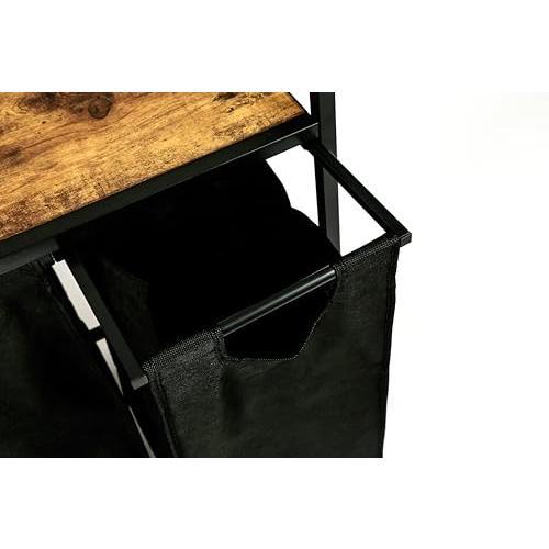 Large Industrial Wooden/Metal Laundry Hamper Basket Bin Organiser 3 x Removable Bags (30L Each) 6