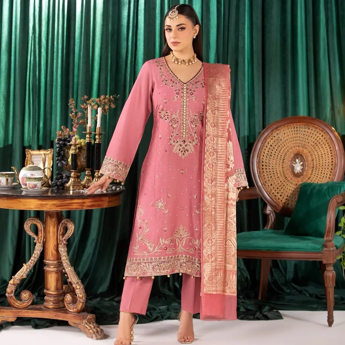 Branded 3 Piece Ready To Wear Suit |Embroidered Viscose  Suit | K102 |