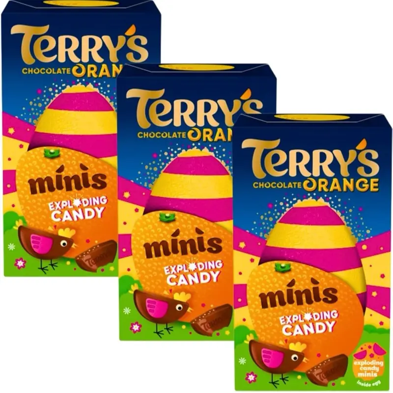 Terry's Chocolate Orange Easter Egg With Exploding Candy Minis 91g - Delicious Snack - Bonbon gift Sweet choco lovers