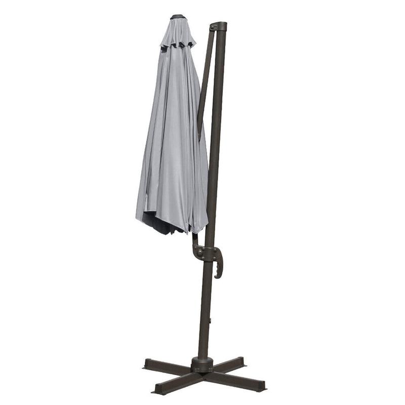 Grey Roma Parasol Garden Hanging Cantilever Banana Umbrella with Crank Tilt 3M 2
