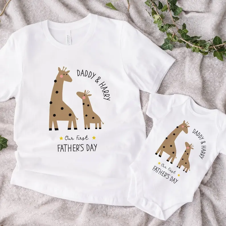 Matching t-shirts for daddy and baby, Our First Father's Day t-shirt, Father's Day gift, New Dad Shirt, Funny Baby Vest, Baby Shower Gift, New Baby