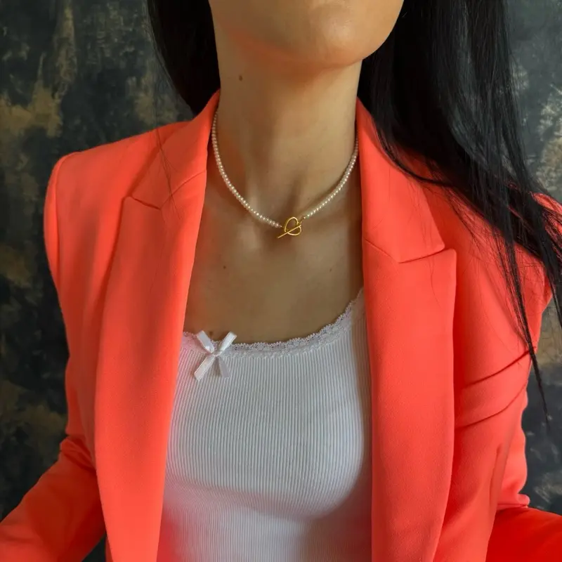 Freshwater real pearls choker necklace with sterling silver heart toggle clasp, Natural pearls custom layering  choker, Gift for mother, friend 7
