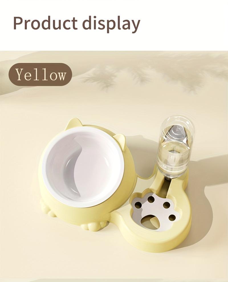 Product Introduction of Elevated Cat Double Bowls With Automatic Water Dispenser, Anti-Overturning, Stainless Steel Cat Inclined Food Bowl Water Bowl For Neck Protection 12