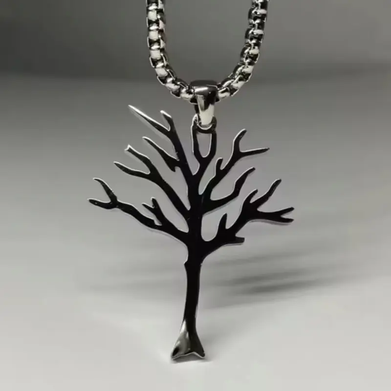 New Hip-Hop Style Stainless Steel Tree of Life Pendant Necklace for Men and Women - Poison Tree Design 0
