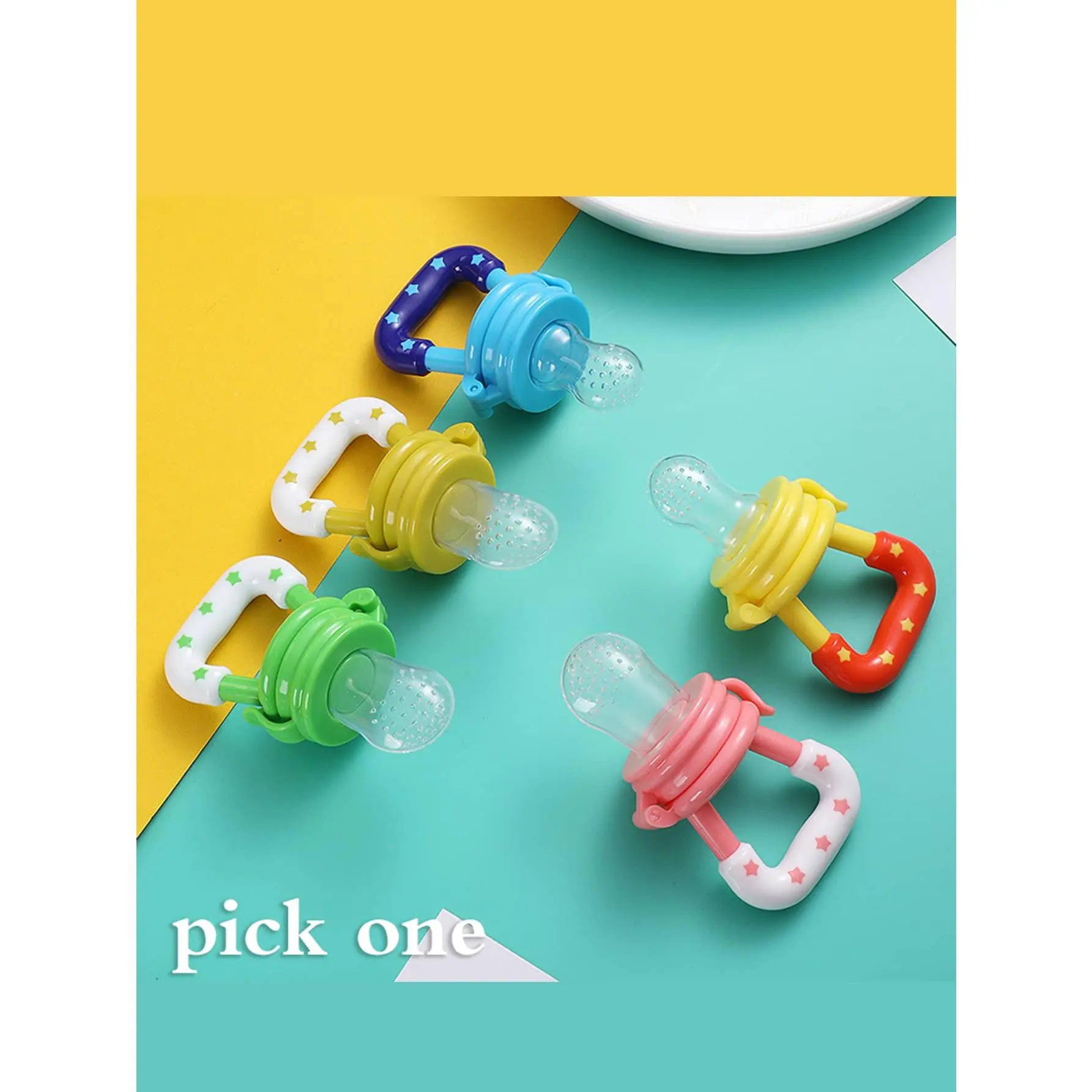 Teething Pacifier Baby Food Feeder With Silicone Mesh Bag For Fruit And Vegetable Eating Baby